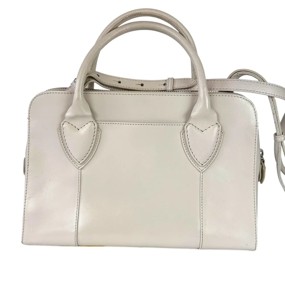 Radley London Medium Satchel Chalk Leather Purse Crossbody Shoulder‎ Handbag
